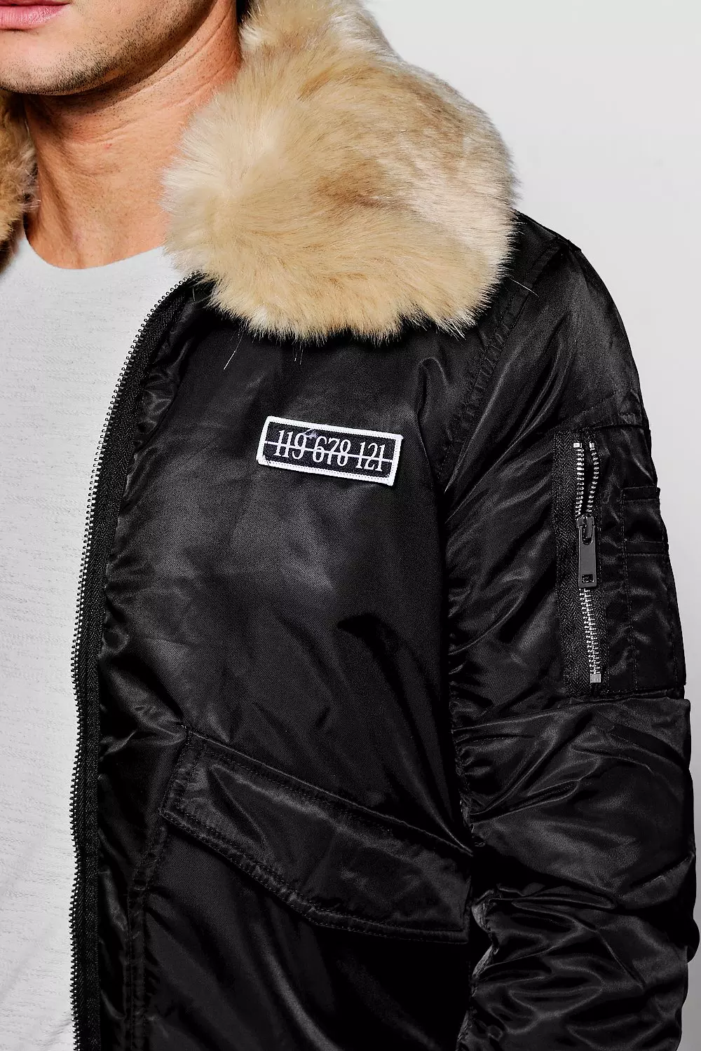 Faux Fur Collar MA1 Bomber Jacket alternative image