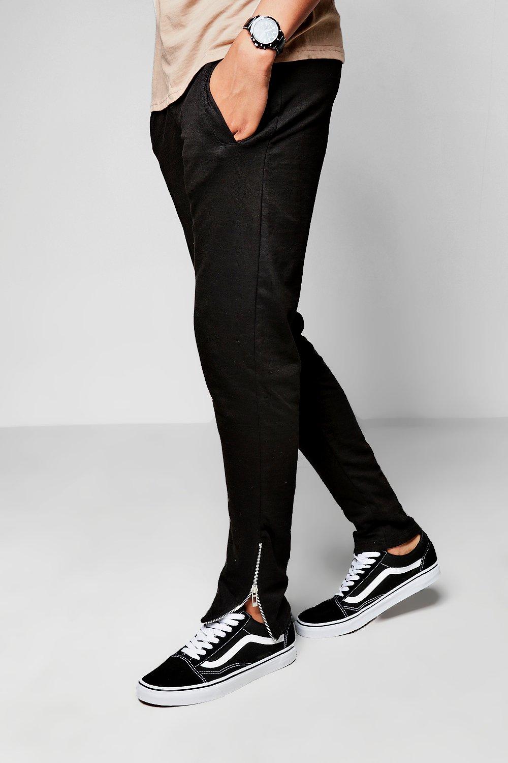 Mens joggers with zippers on clearance ankles