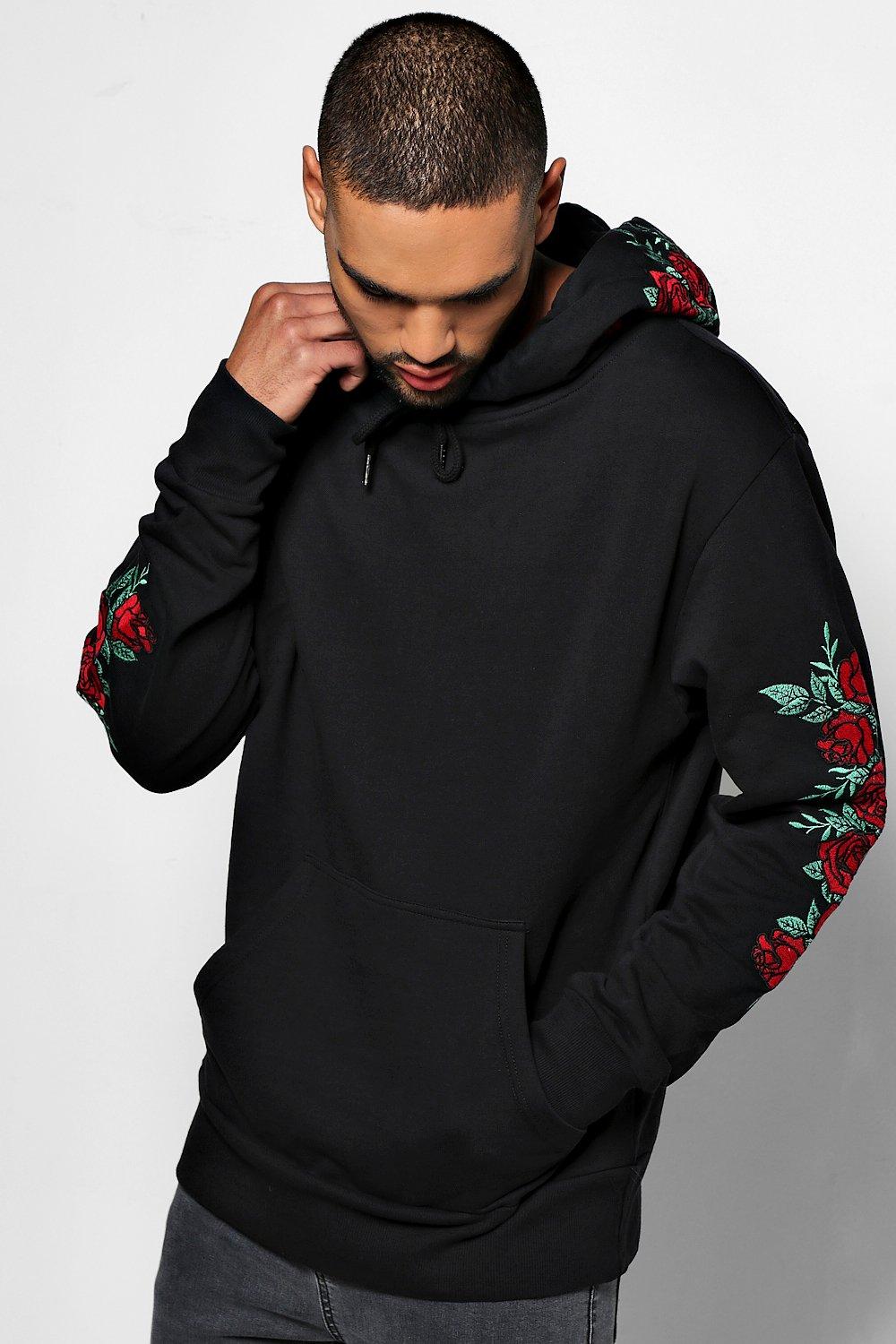 Boohooman hoodie with 2025 man embroidery in black