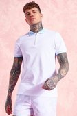 White Short Sleeve Pique Polo With Tipping