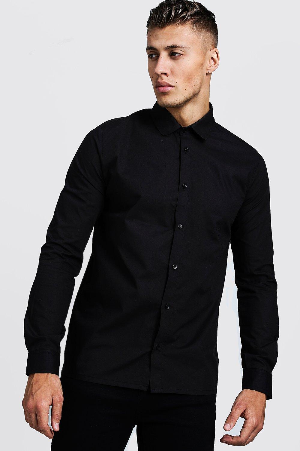 Slim Fit Long Sleeve Smart Shirt - boohooMAN