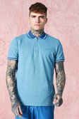 Pale blue Short Sleeve Pique Polo With Tipping