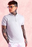 Pale grey Short Sleeve Pique Polo With Tipping