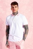 White Short Sleeve Pique Polo With Tipping