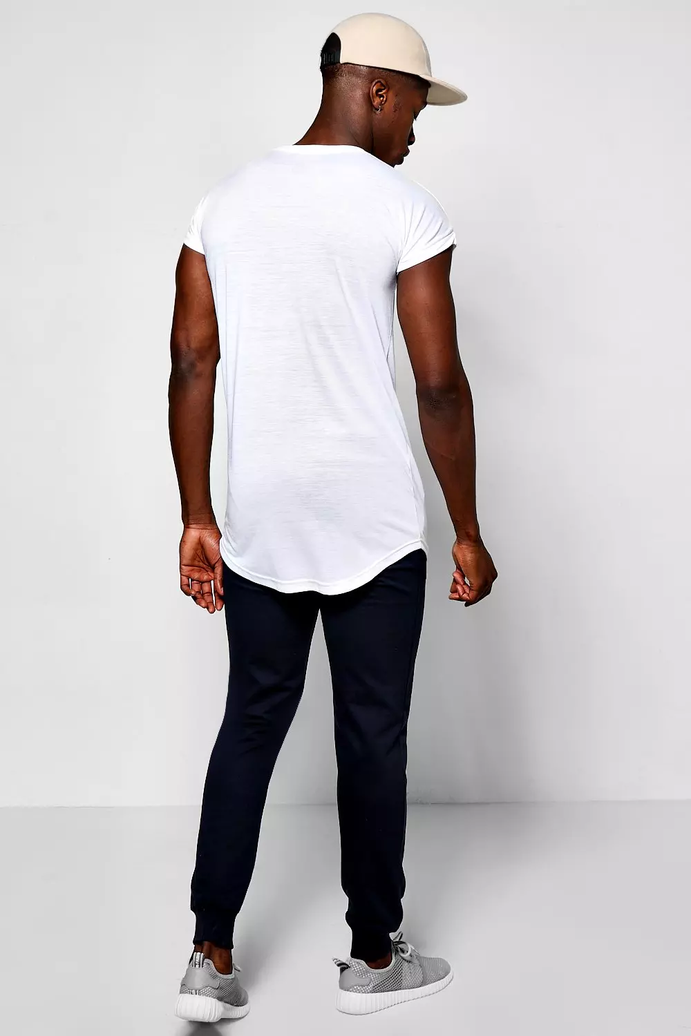 t-shirt long à mancherons et ourlet arrondi, Blanc autre image