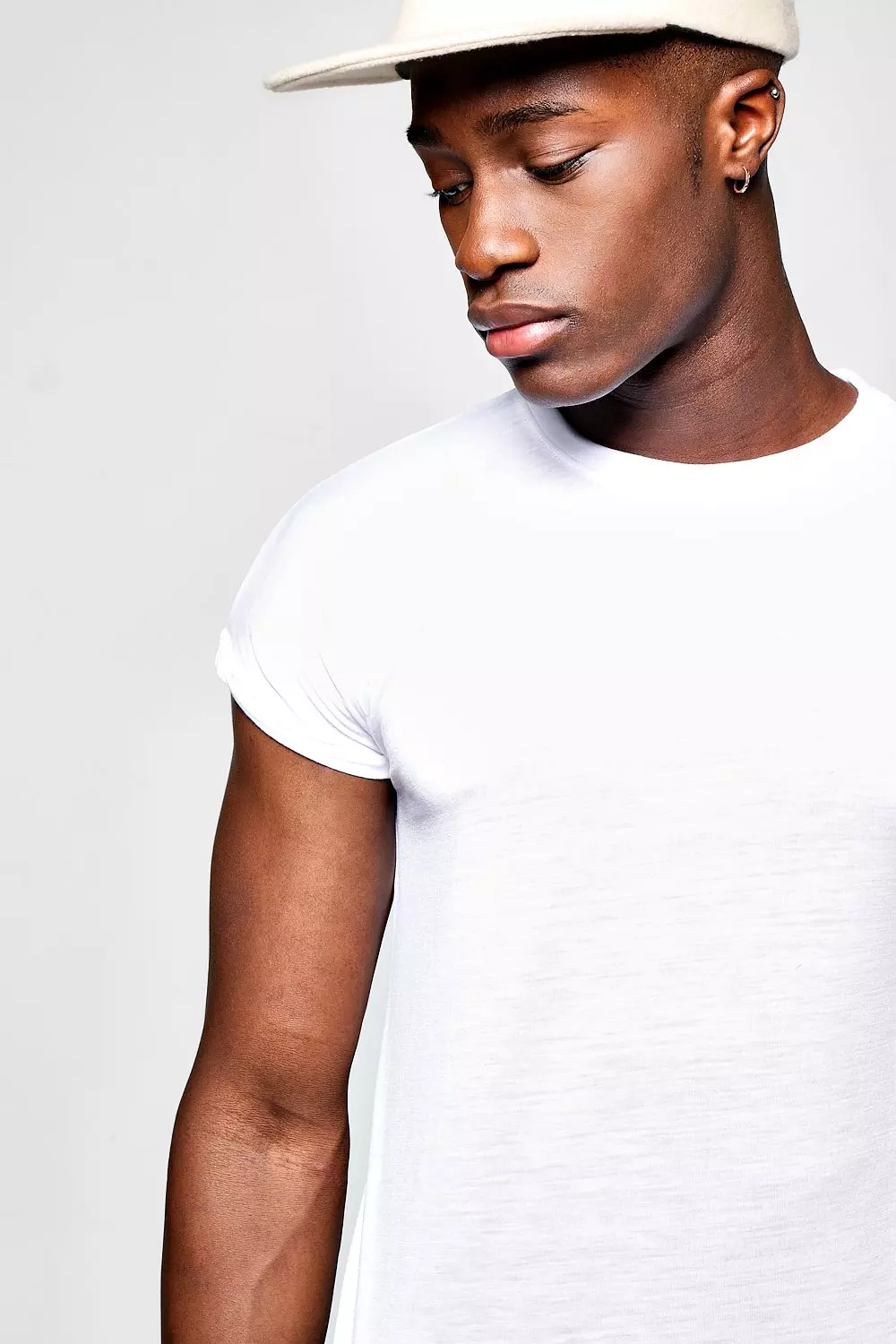 t-shirt long à mancherons et ourlet arrondi, Blanc autre image