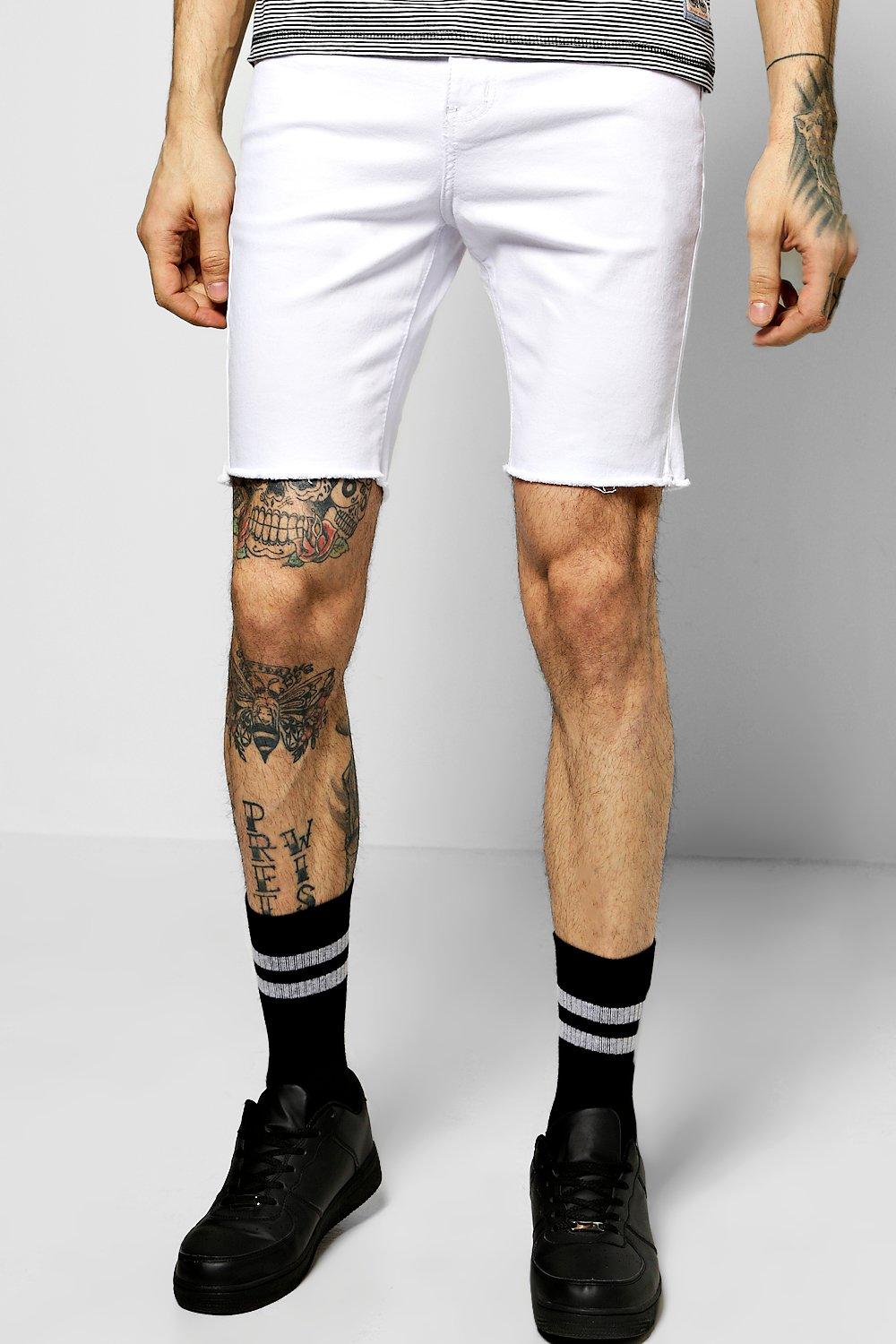 white skinny jean shorts