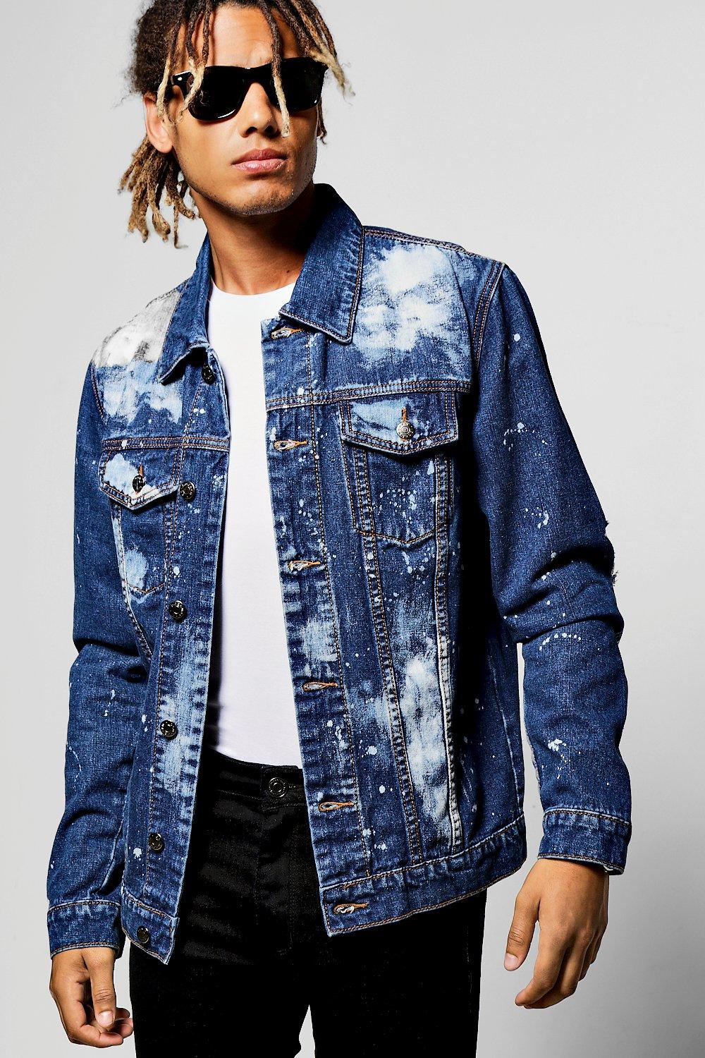 boohooman paint splatter jeans
