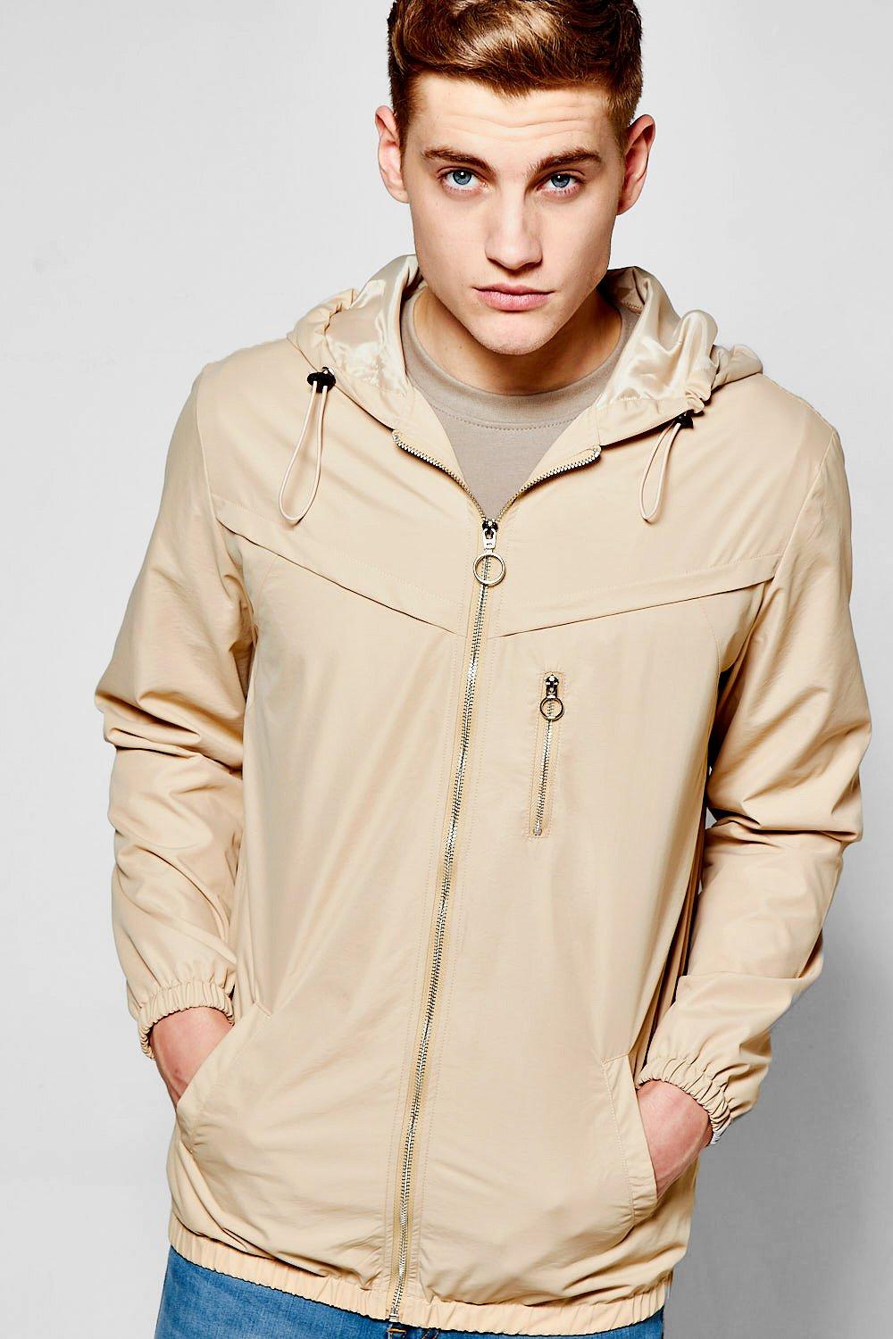 Zip Through Hooded Windbreaker Jacket | boohooMAN UK