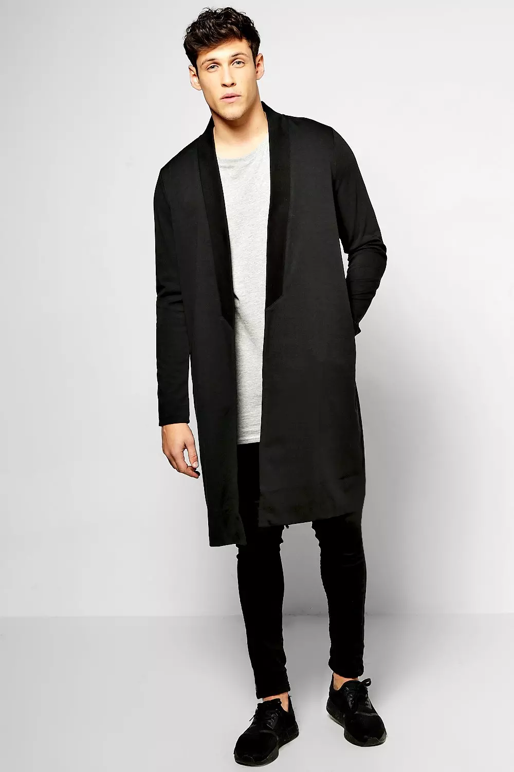 Longline 3 4 Sleeve Jersey Cardigan boohooMAN USA