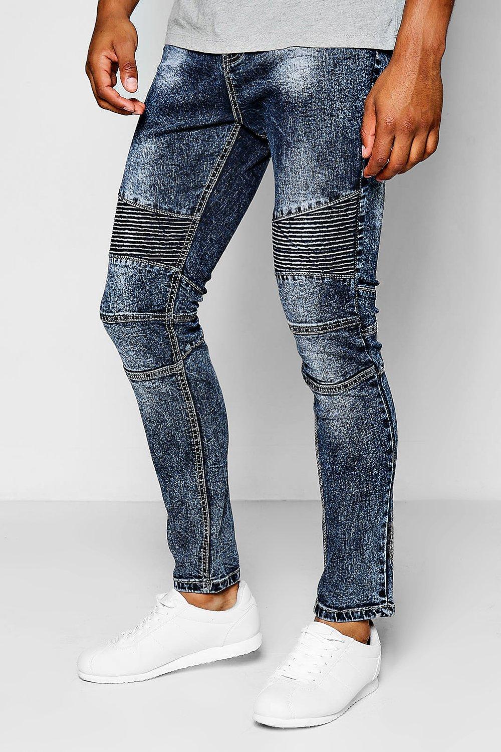 acid washed moto jeans