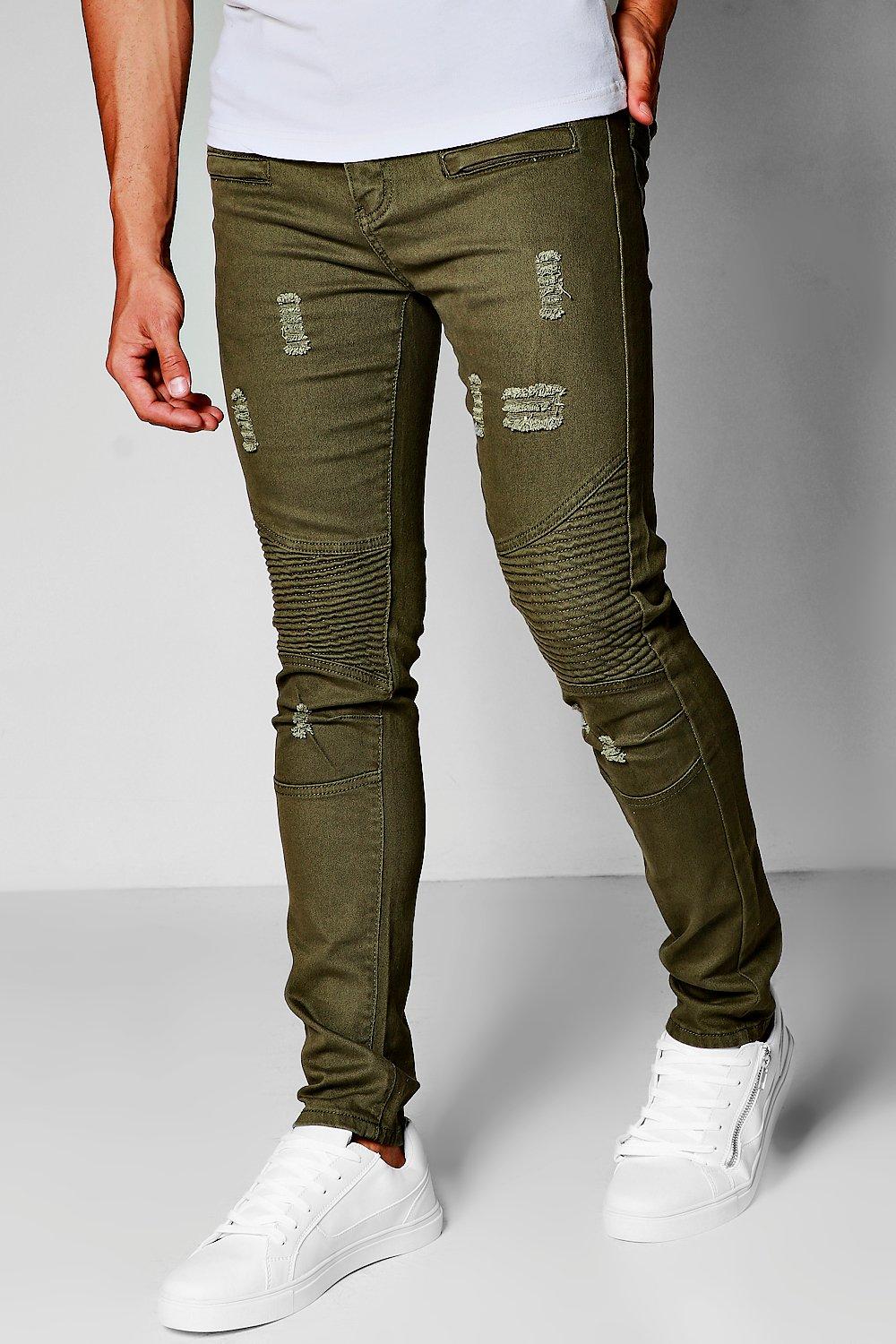 khaki moto jeans