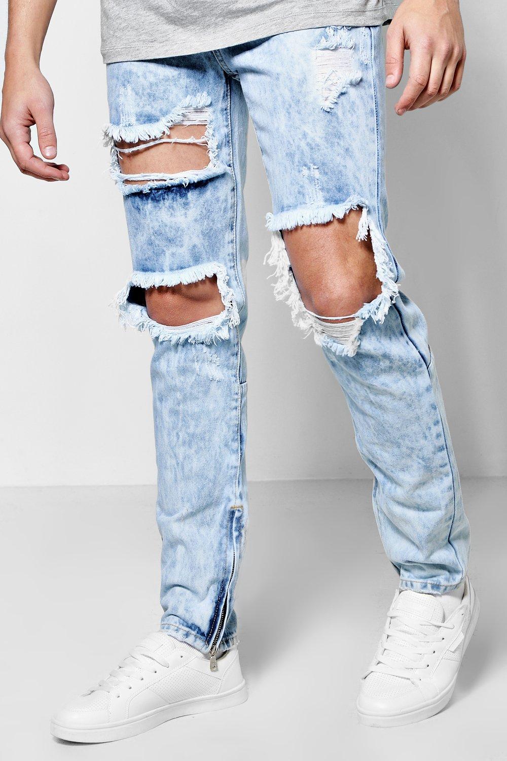 washed blue ripped jeans