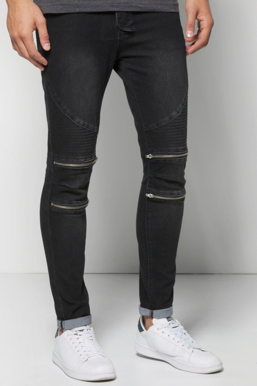 skinny biker jeans with zippers