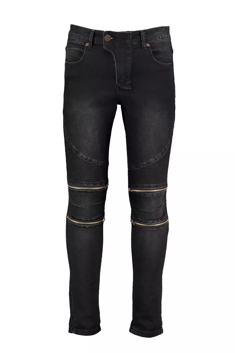 Skinny Fit Zip Knee Biker Jeans | boohooMAN USA