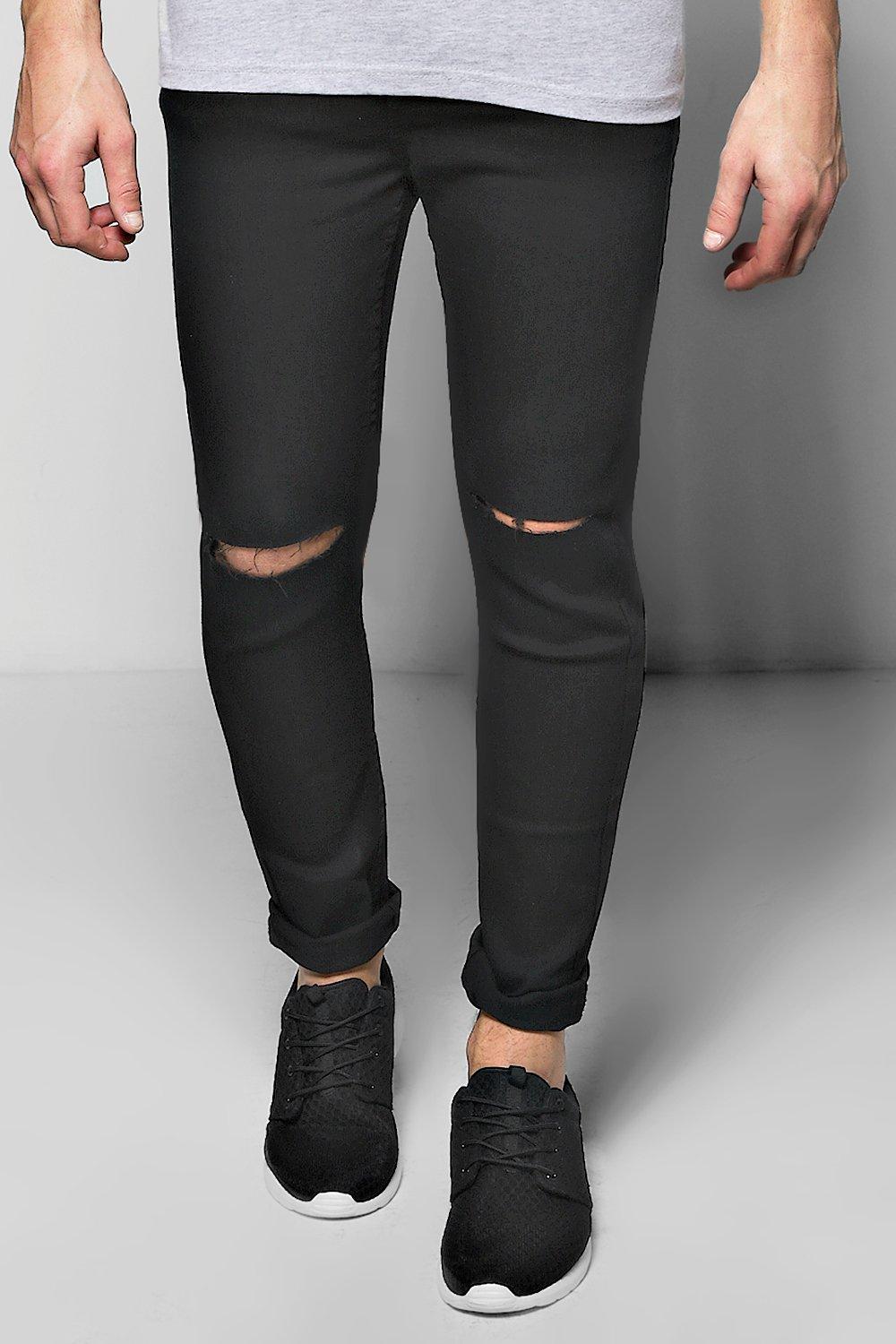 black ripped knee skinny jeans