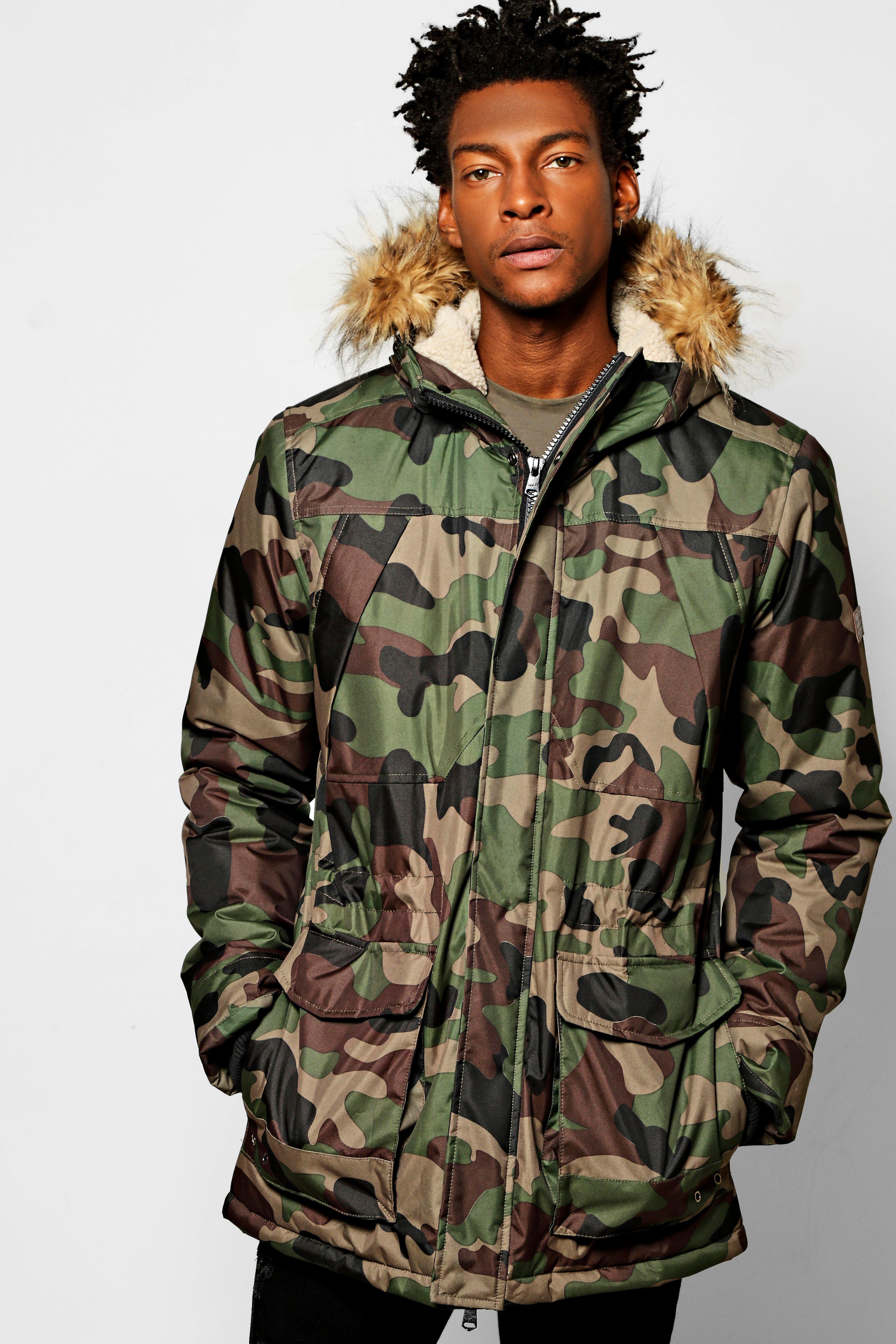 Camouflage jacket 2024 fur hood