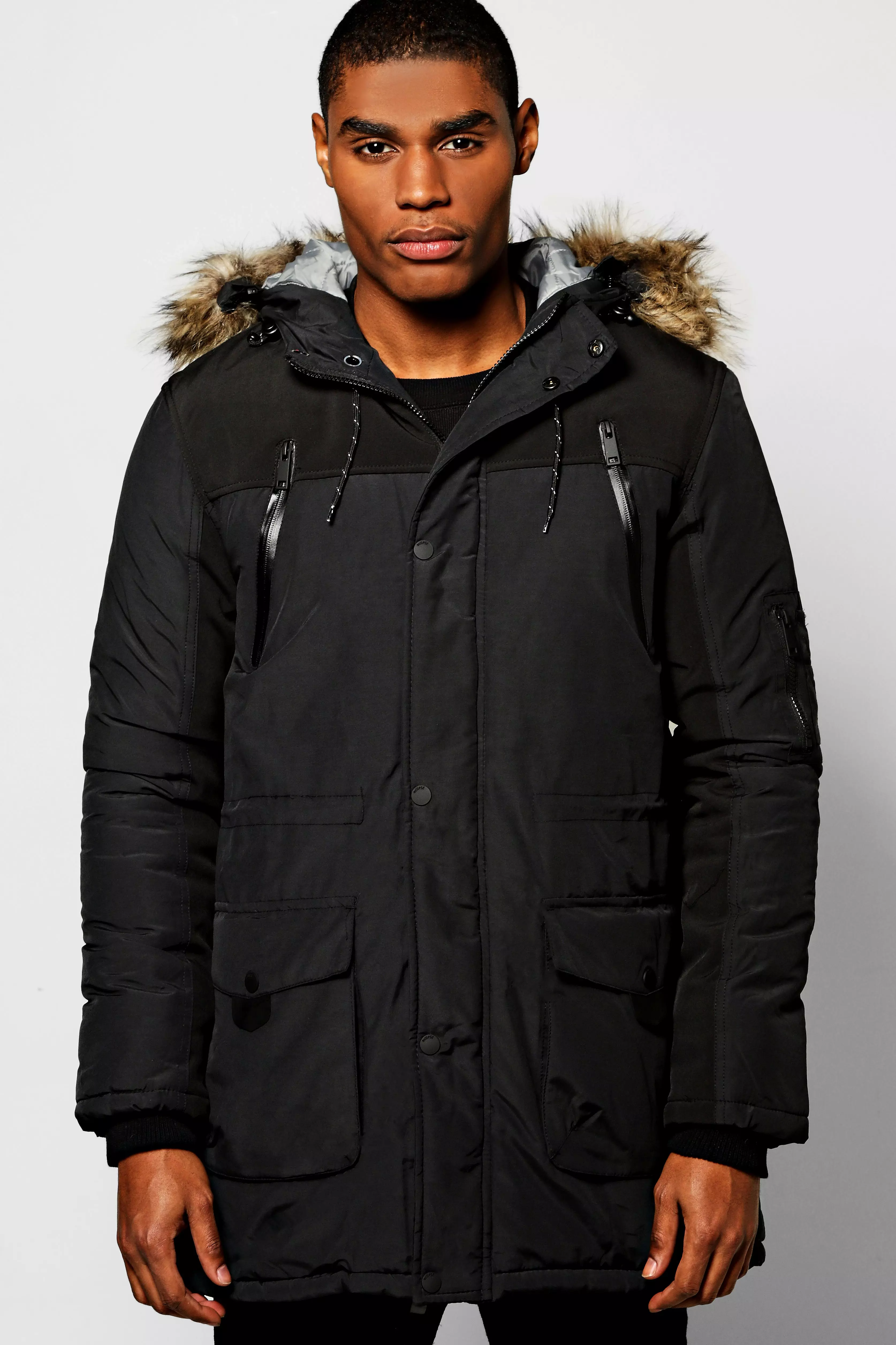 Multi Parka With Fishtail And Faux Fur Hood alternative image