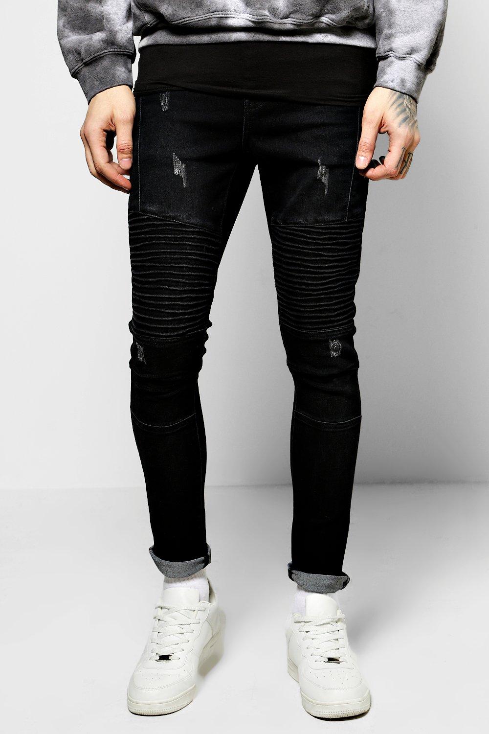 ribbed biker jeans