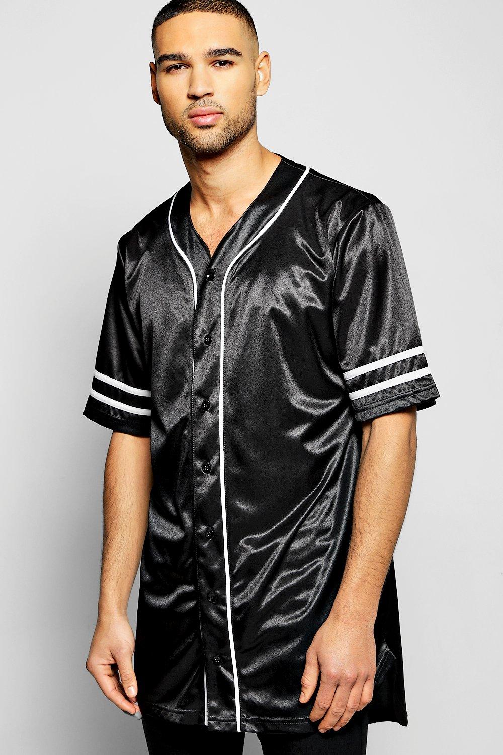 Jolly kristal Pogo stick sprong Oversized Longline Baseball Shirt | boohooMAN USA