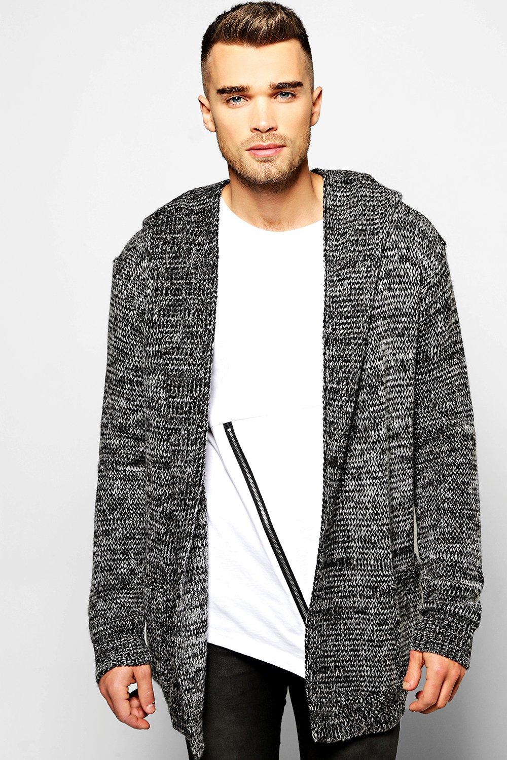 Longline Hooded Cardigan In Brushed Yarn boohooMAN