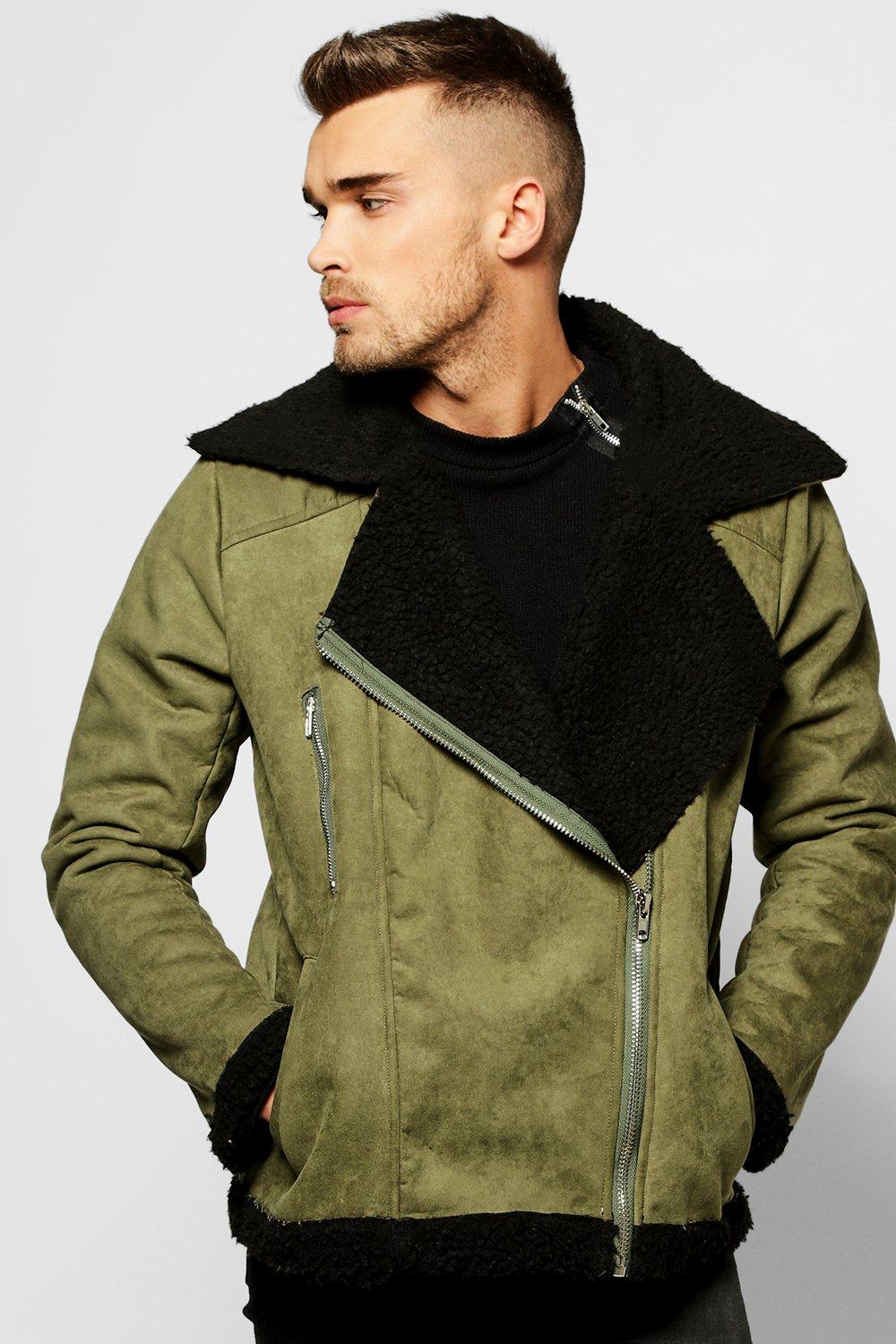 borg lined aviator jacket