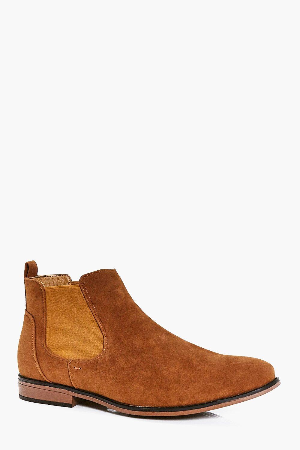 tan faux suede chelsea boots