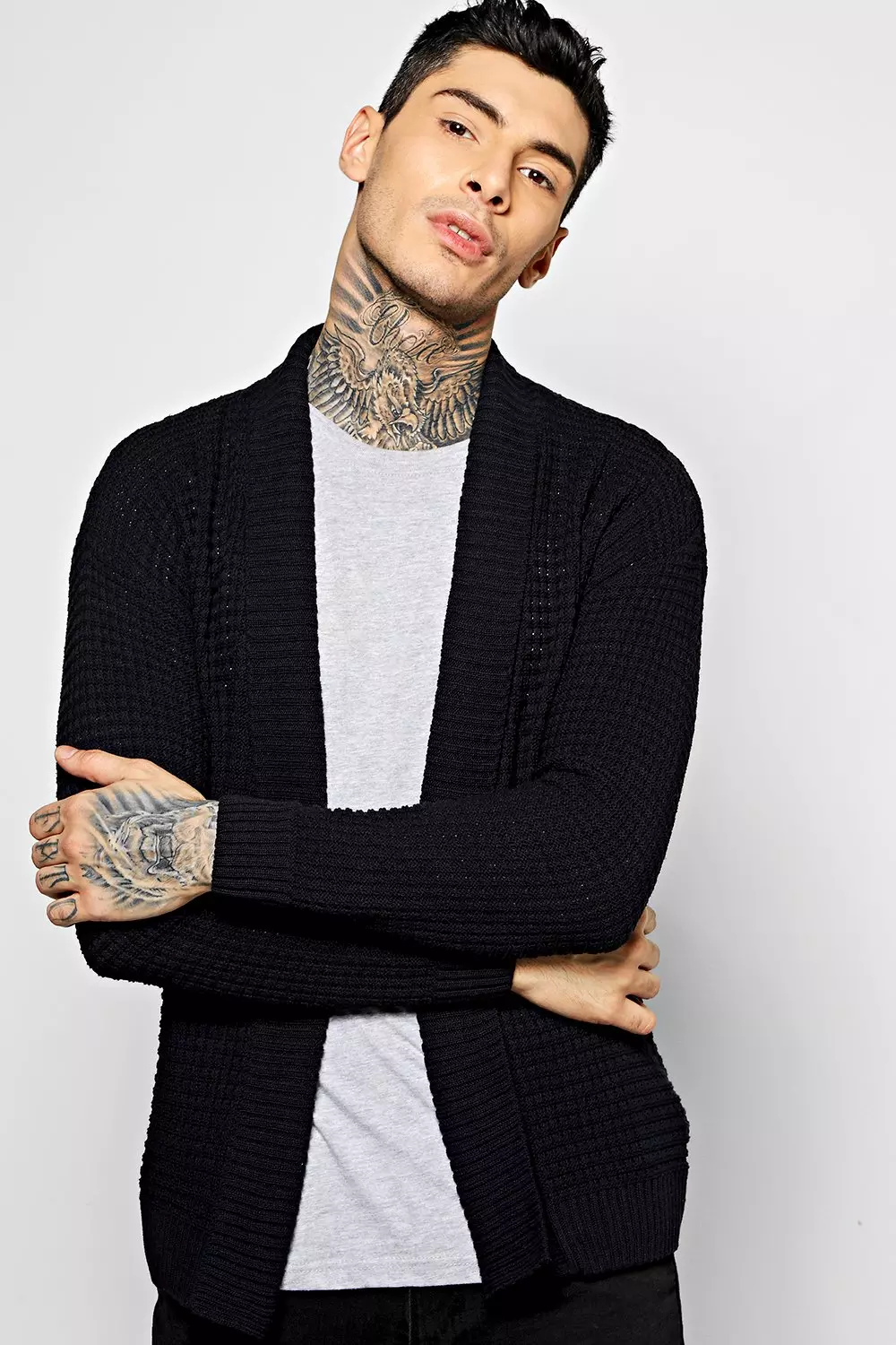 Textured Knit Edge to Edge Cardigan boohooMAN USA