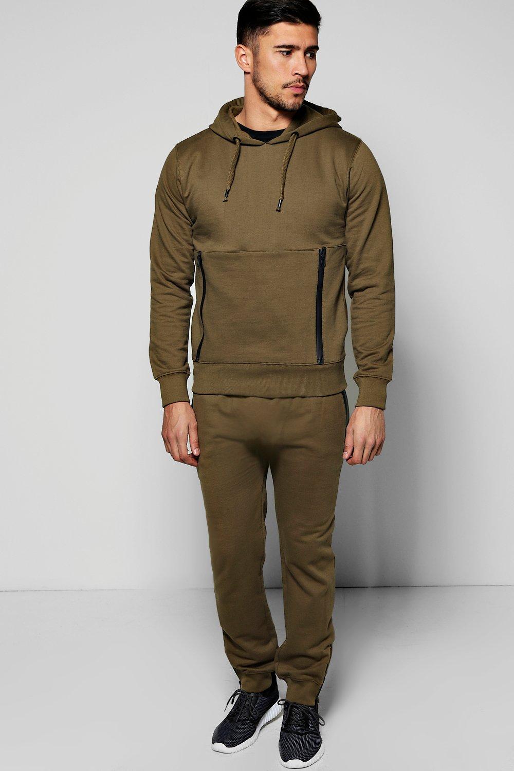 mens khaki tracksuits