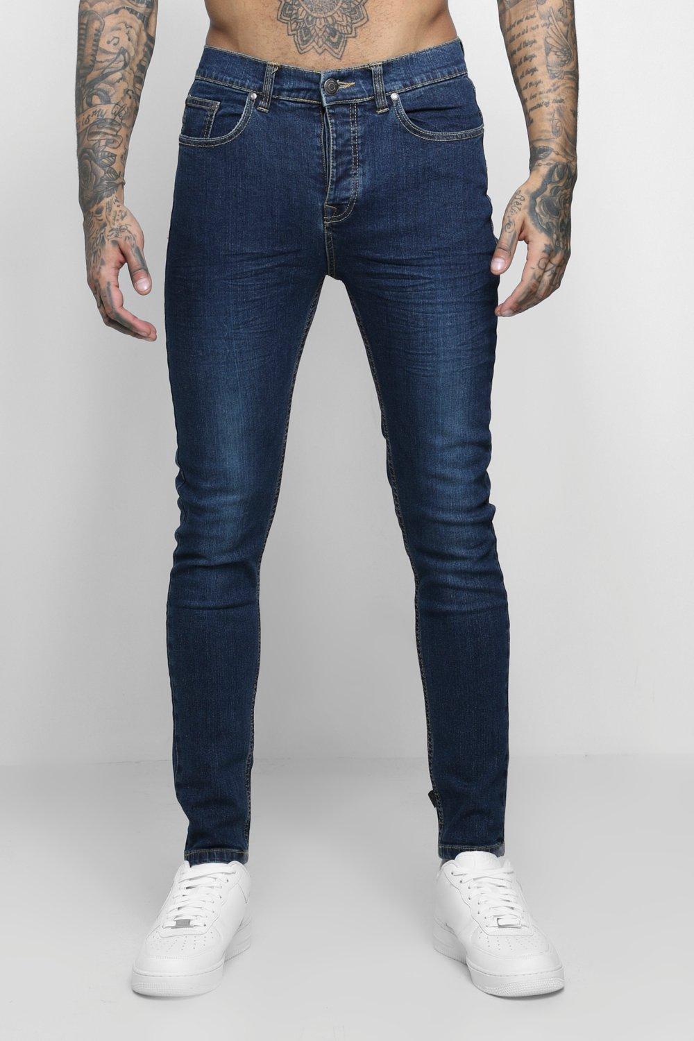 Indigo Wash Skinny Fit Jeans | boohooMAN