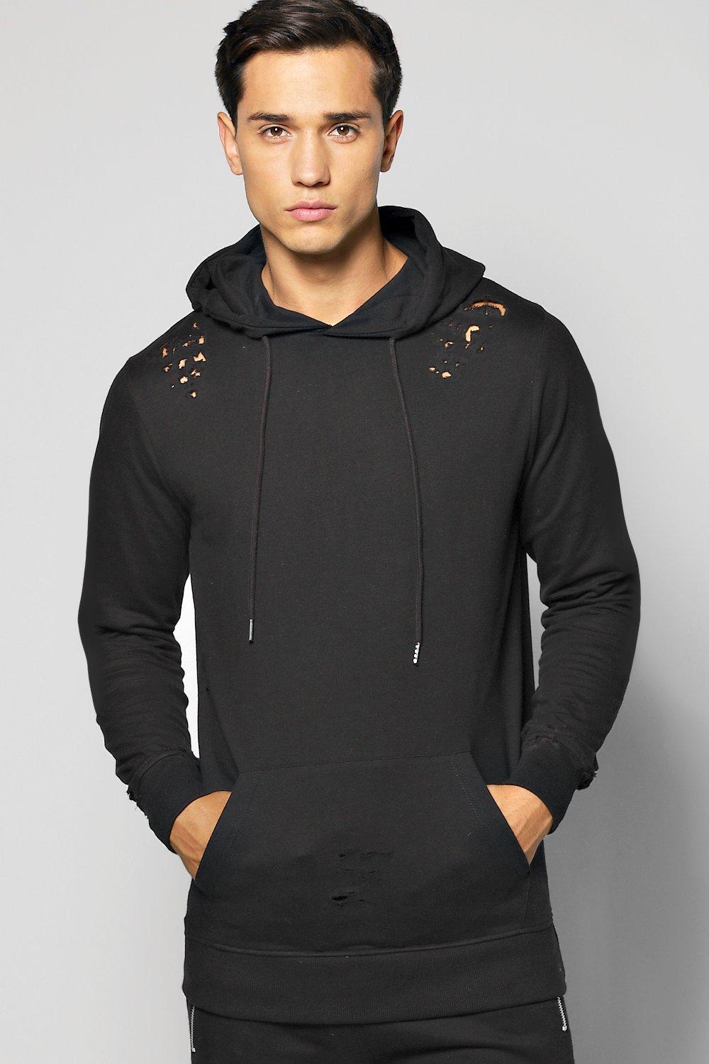 distressed black hoodie