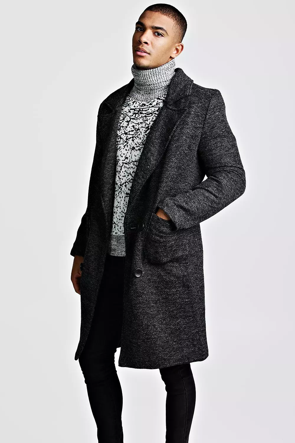 Texturé 3/4 élégant manteau doublé autre image