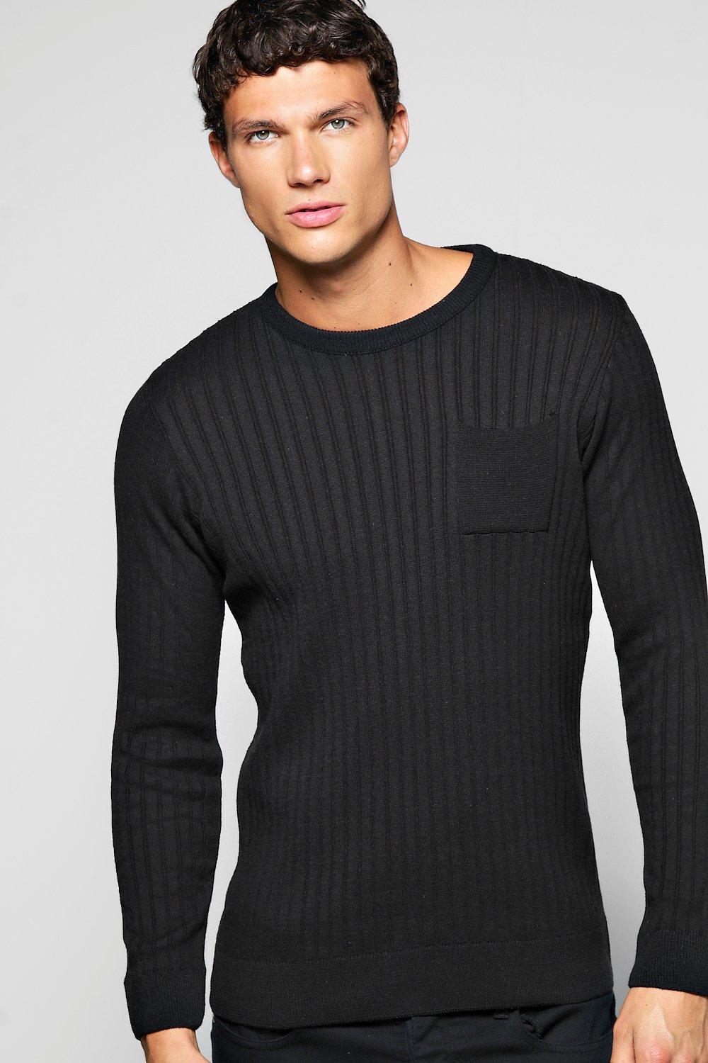 mens black ribbed sweater