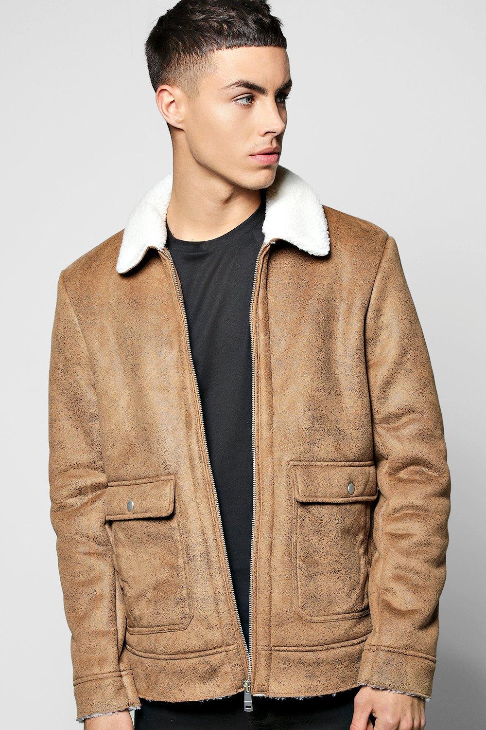 mens suede borg jacket