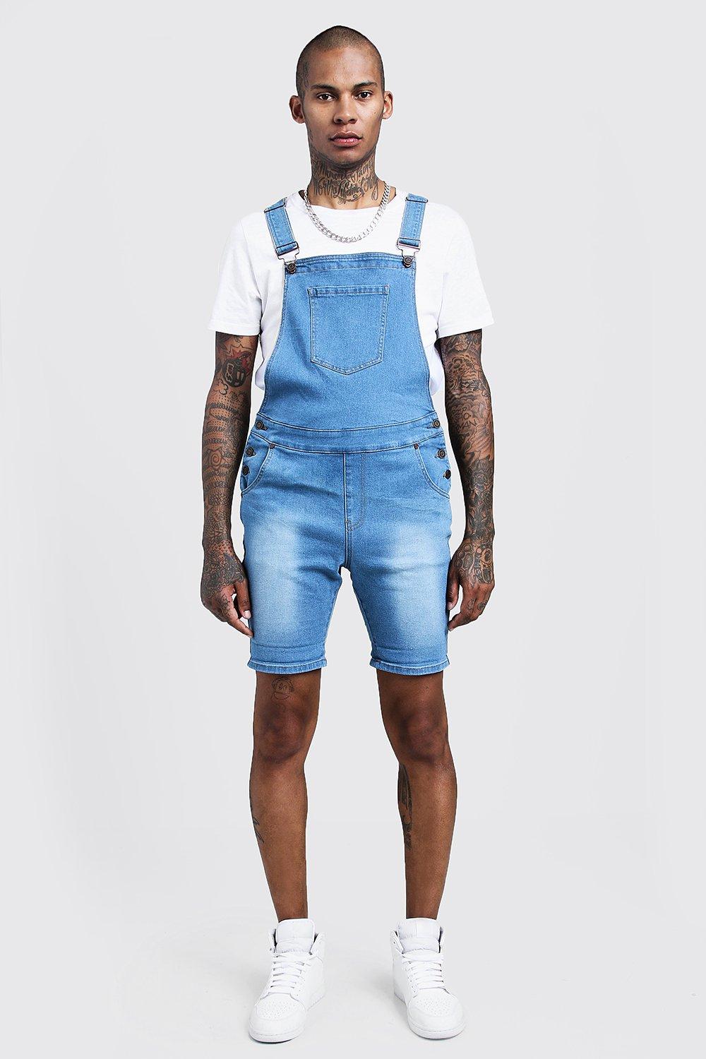 blue overall shorts