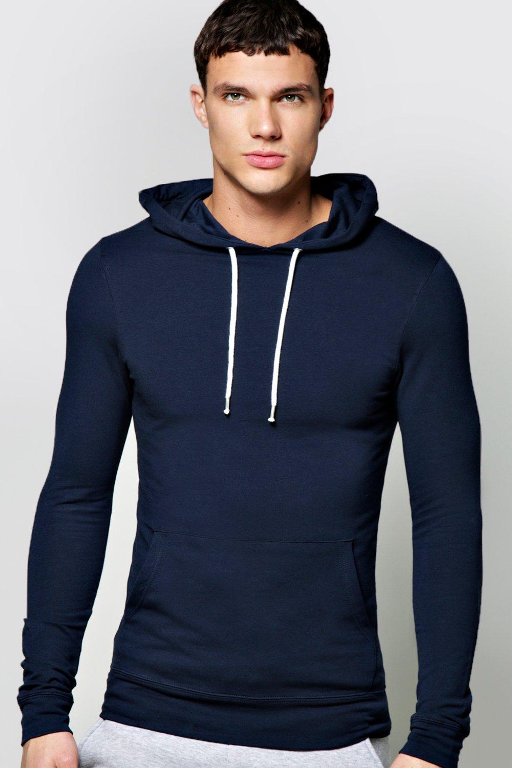 muscle fit grey hoodie