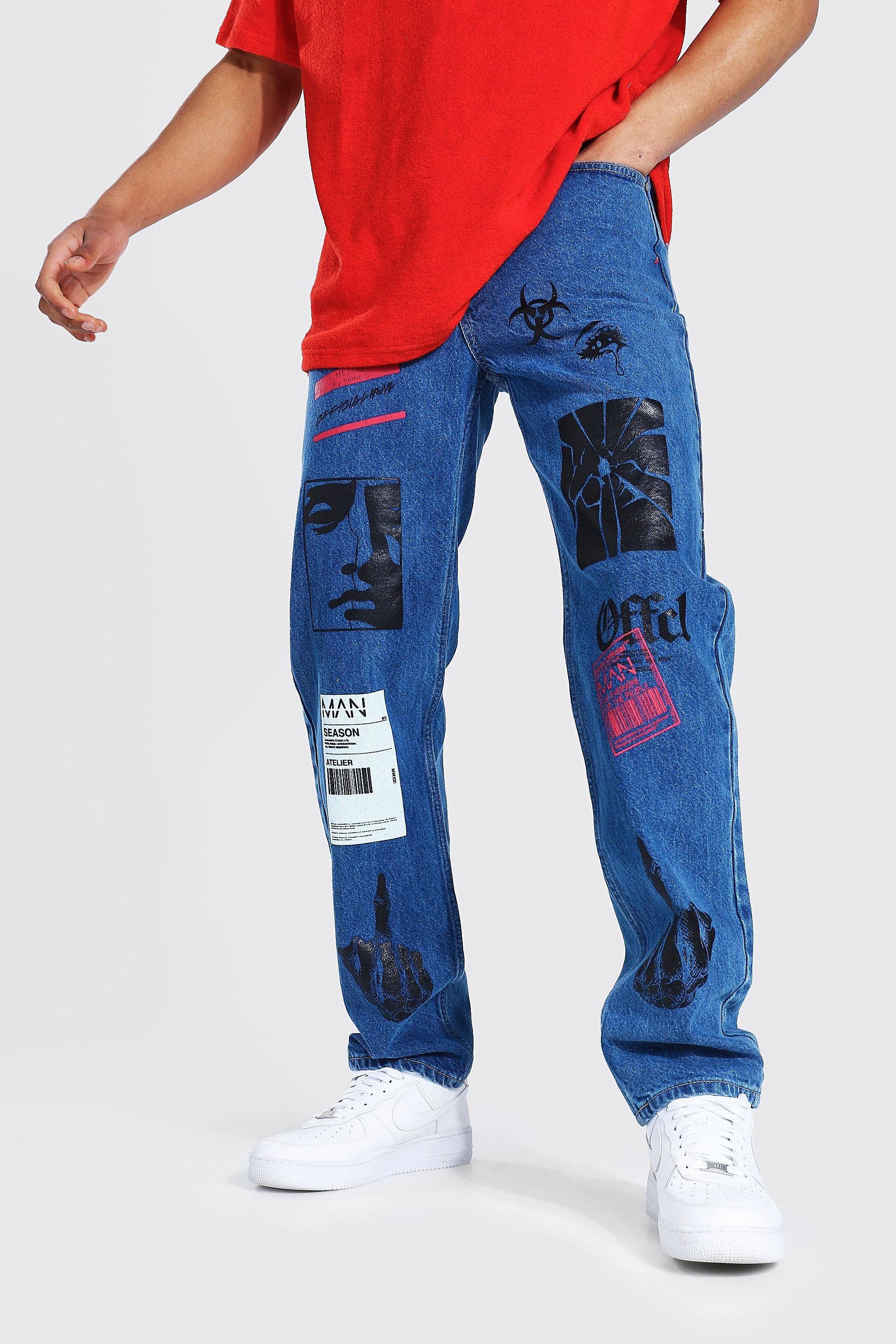 Relaxed Fit Graphic Printed Jean