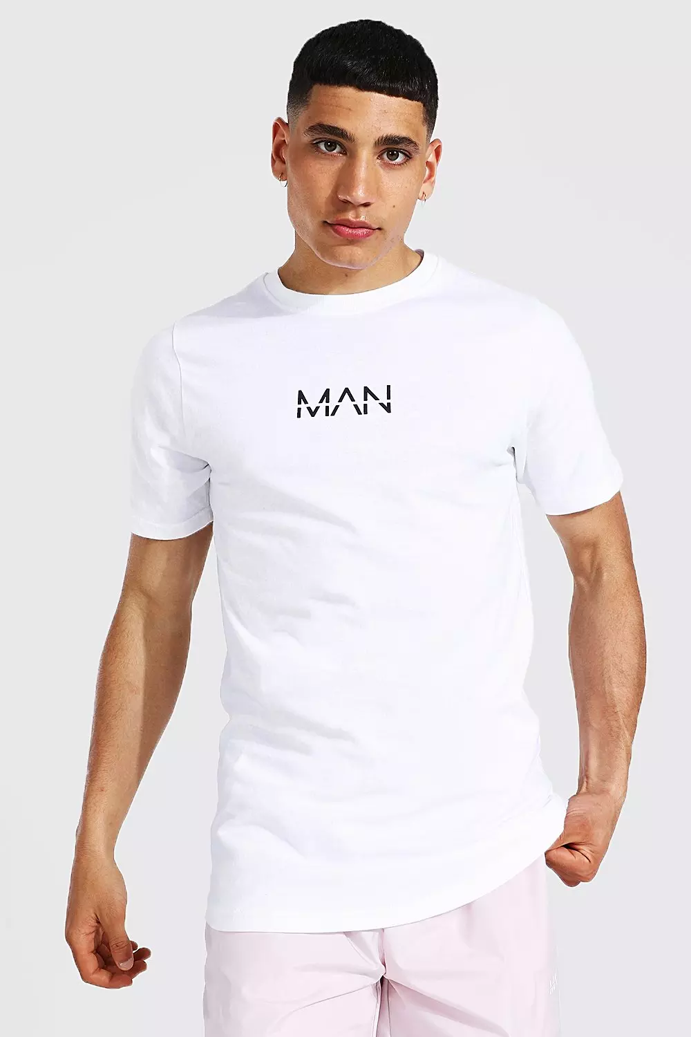 Original Man Longline Curved Hem T shirt boohooMAN IE