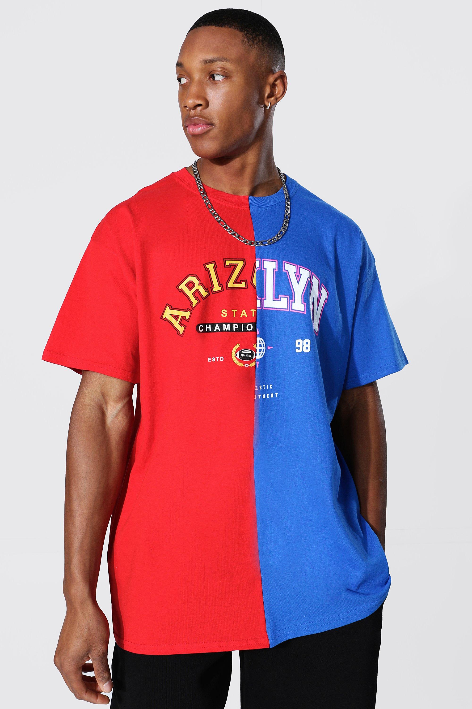 Oversized Arizona Brklyn Spliced T-shirt | boohooMAN UK