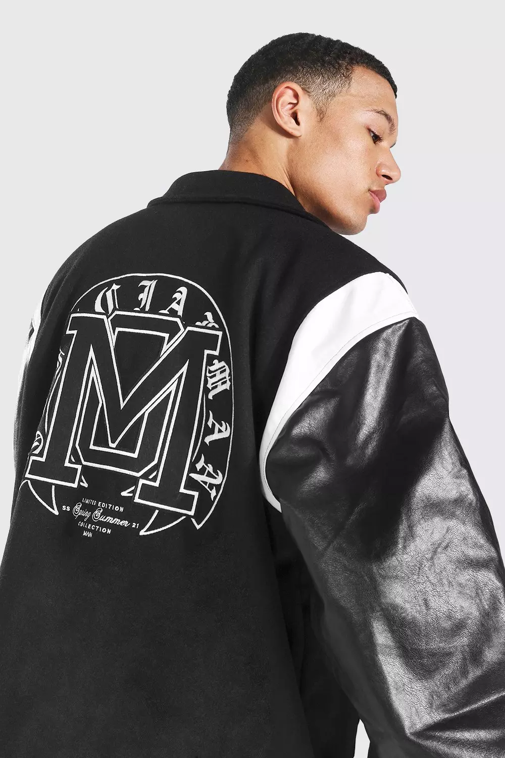 Boohooman baseball jacket hotsell