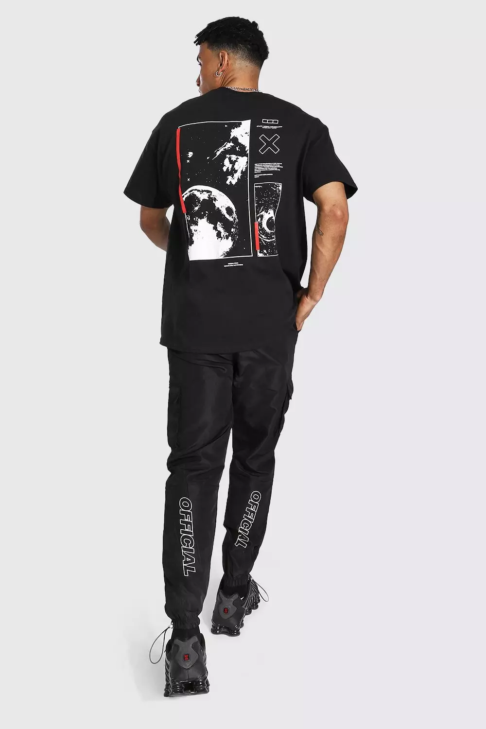 Black Oversized Space Back Print T-shirt alternative image