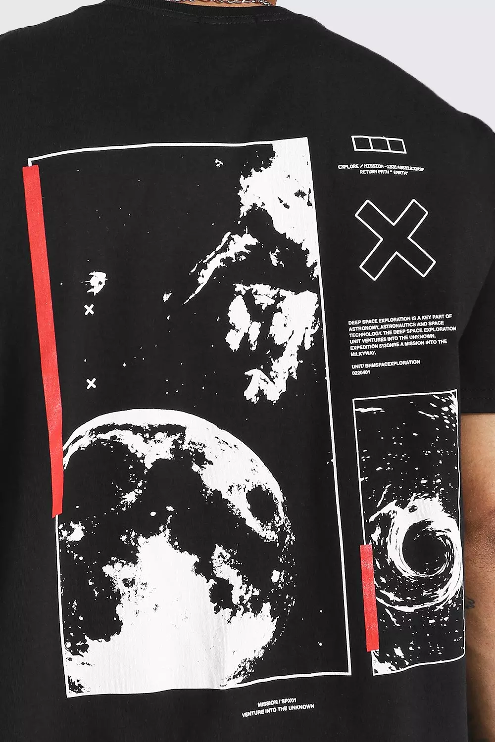 Black Oversized Space Back Print T-shirt alternative image