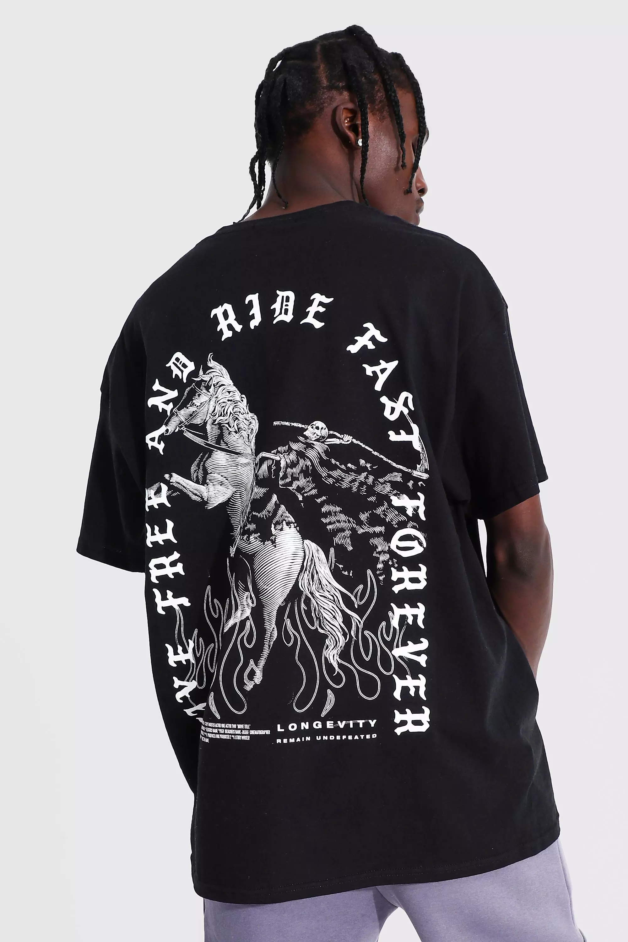 Black Oversized Horse Back Print T-shirt alternative image