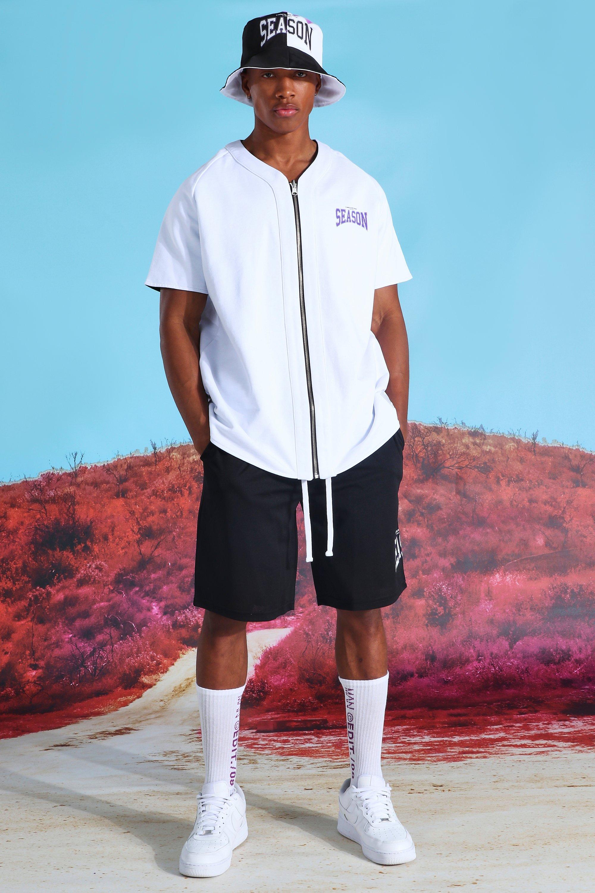 boohooMAN Oversized Official Baseball Polo and Short Set