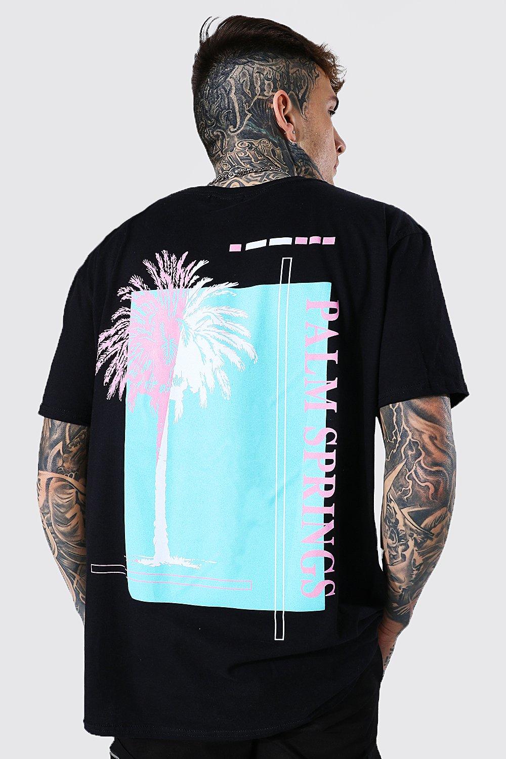 Oversized Palm Springs Back Print T-shirt | boohooMAN UK