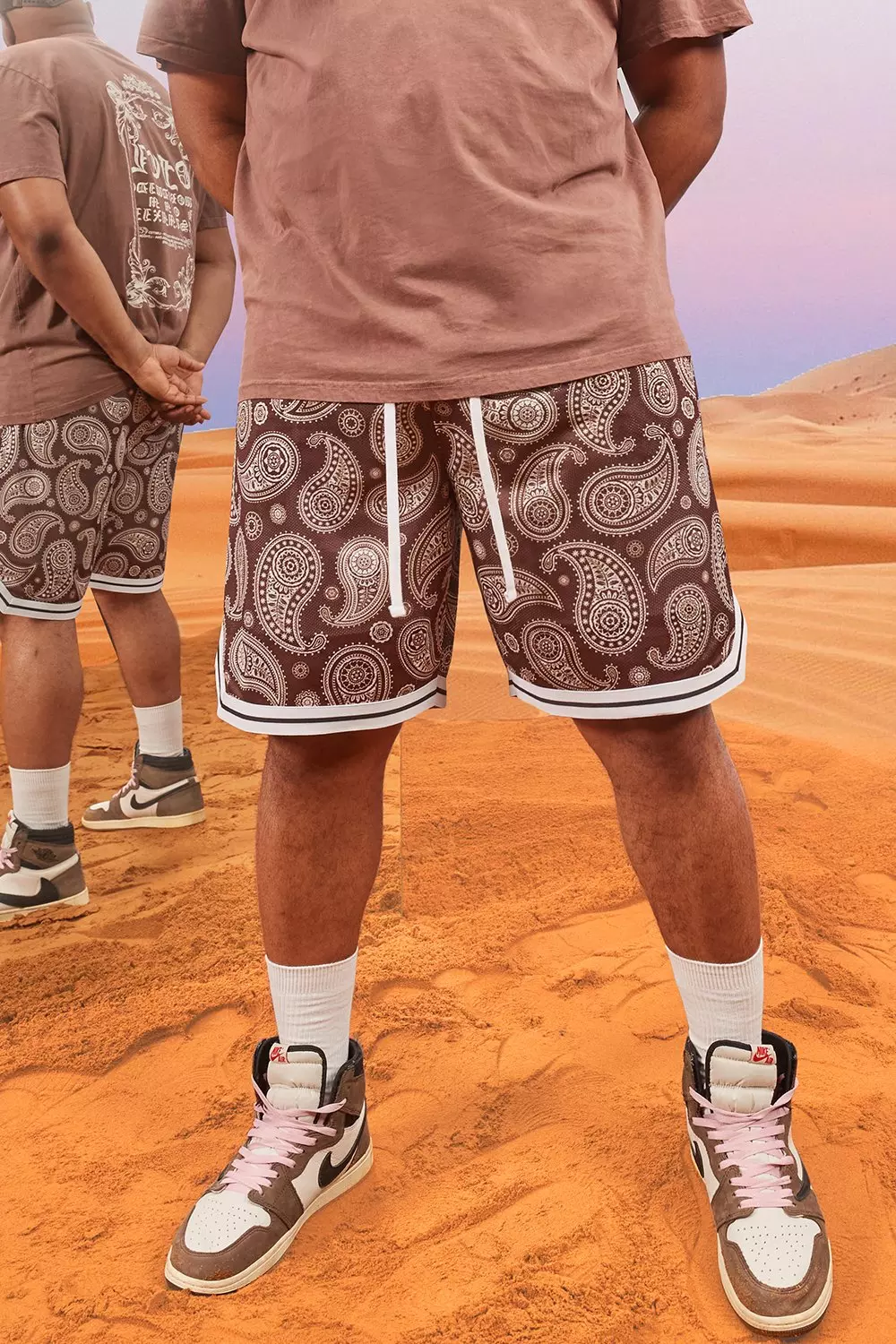 Plus Size Mesh Bandana Basketball Shorts boohooMAN AU