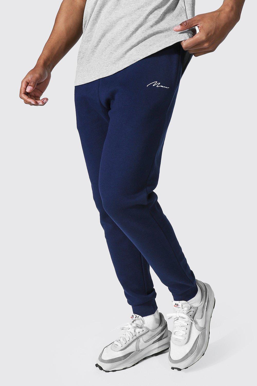 boohooman navy joggers