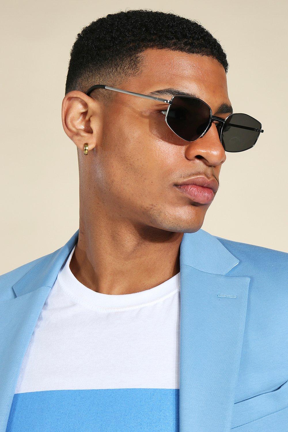 boohooMAN Men's Round Metal Sunglasses