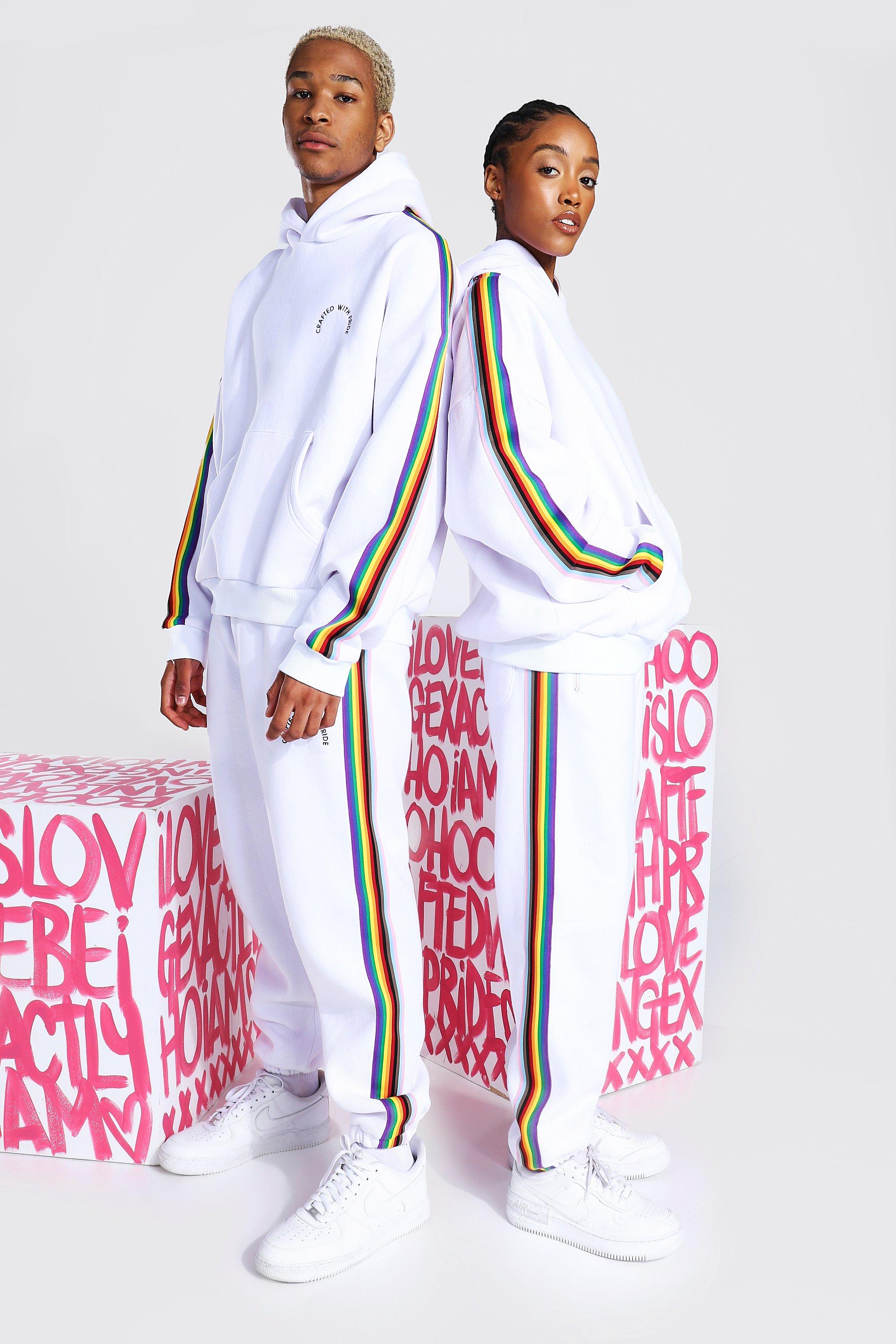 Pride Hooded Tracksuit With Tape Detail | BoohooMAN