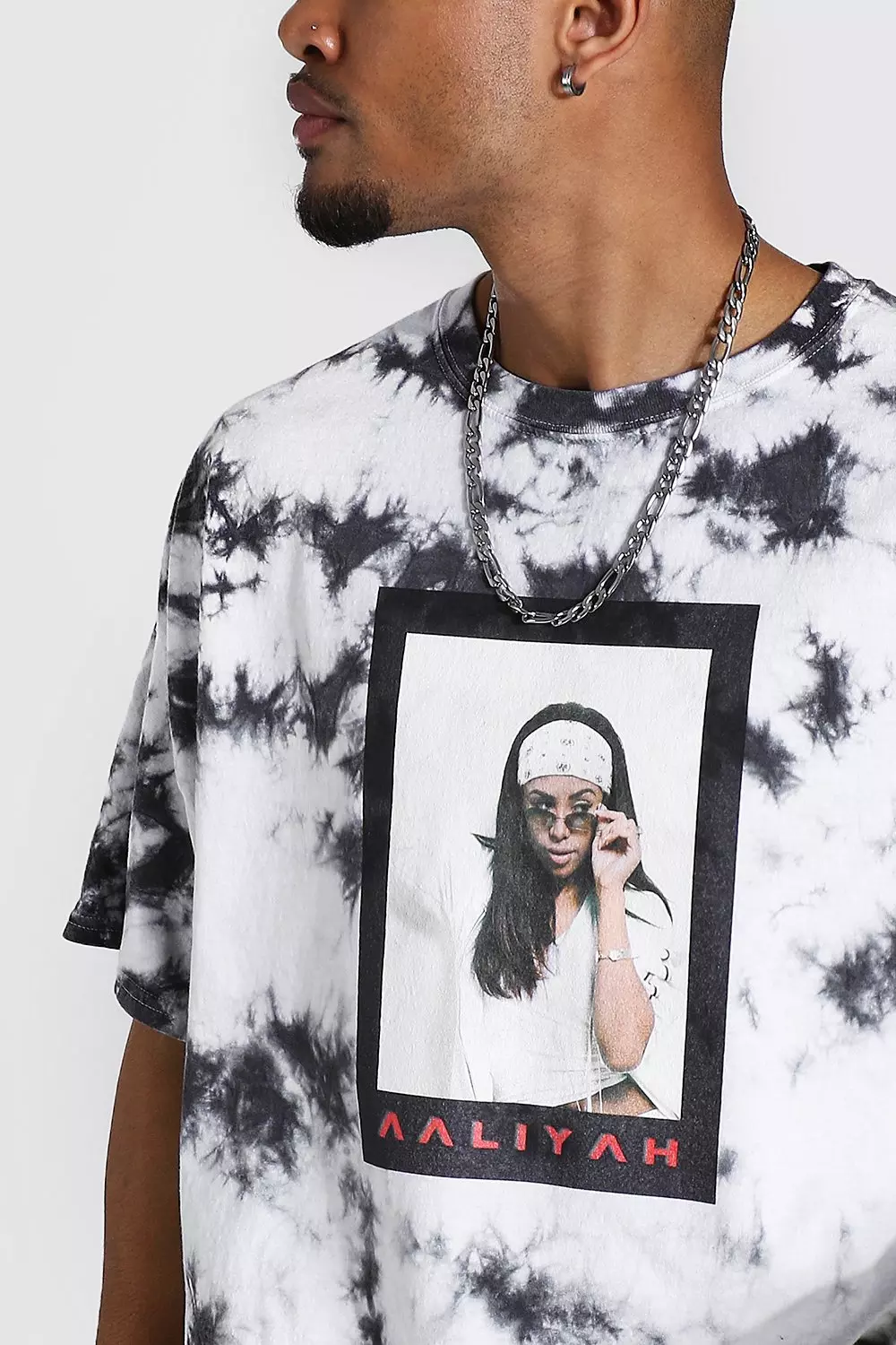 Grey Oversized Aaliyah Tie Dye License T-shirt alternative image
